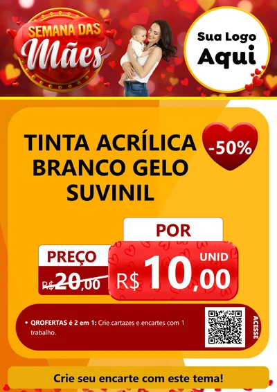 Modelo de Cartaz para Cartaz A4 Vertical com o tema Semana das Mães para Tintas e Ferramentas