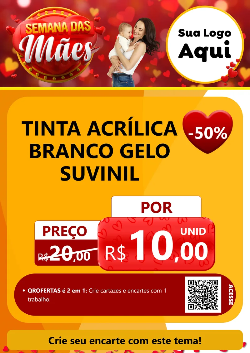 Modelo de Cartaz para Cartaz A4 Vertical com o tema Semana das Mães para Tintas e Ferramentas