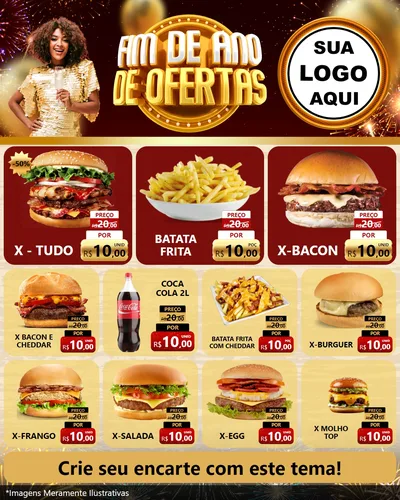 Modelo de Rede Social para Feed Instagram com o tema Fim de Ano de Ofertas para Hamburgueria