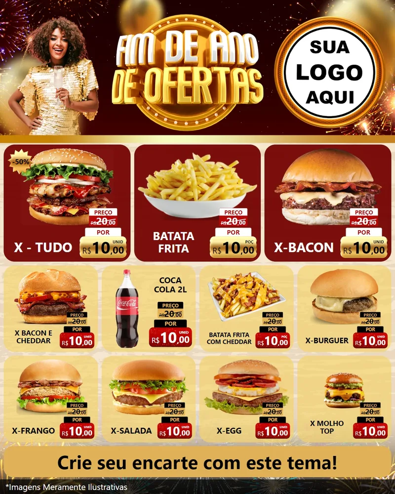 Modelo de Rede Social para Feed Instagram com o tema Fim de Ano de Ofertas para Hamburgueria
