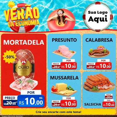 Modelo de Rede Social para Feed Facebook com o tema Verão da Economia para Frios e Laticínios