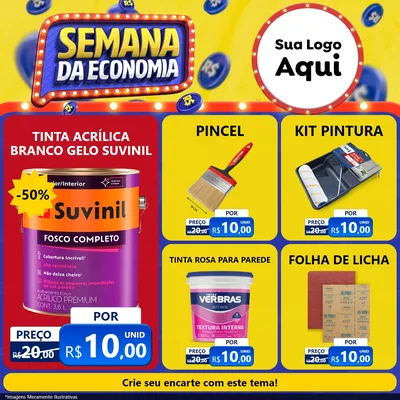 Modelo de Rede Social para Feed Facebook com o tema Semana da Economia para Tintas e Ferramentas