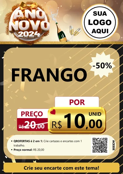 Modelo de Cartaz para Cartaz A4 Vertical com o tema Feliz Ano Novo 2027 para Assados