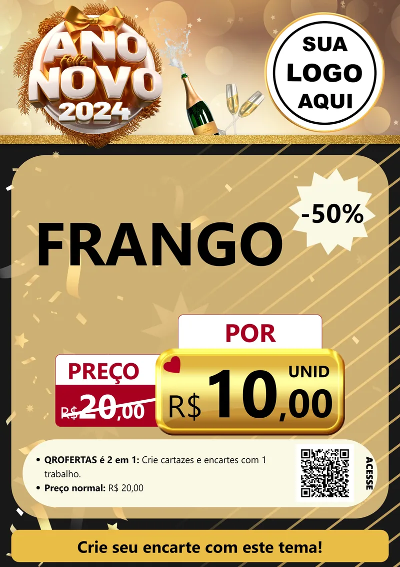 Modelo de Cartaz para Cartaz A4 Vertical com o tema Feliz Ano Novo 2027 para Assados
