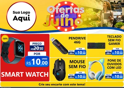 Modelo de Encarte para Encarte A4 Horizontal com o tema Ofertas de Julho para Informática