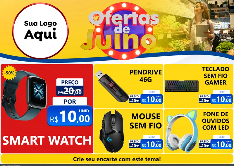 Modelo de Encarte para Encarte A4 Horizontal com o tema Ofertas de Julho para Informática