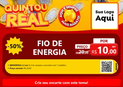 Modelo de Cartaz para Cartaz A4 Horizontal com o tema Quintou do Real para Materiais Elétricos