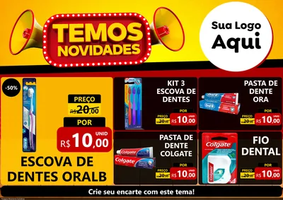 Modelo de Encarte para Encarte A4 Horizontal com o tema Temos Novidades para Higiene Pessoal