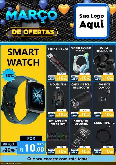 Modelo de Encarte para Encarte A4 Vertical com o tema Março de Ofertas para Informática