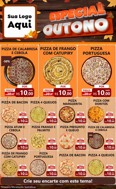 Modelo de Encarte para Encarte Grande com o tema Especial Outono para Pizzaria