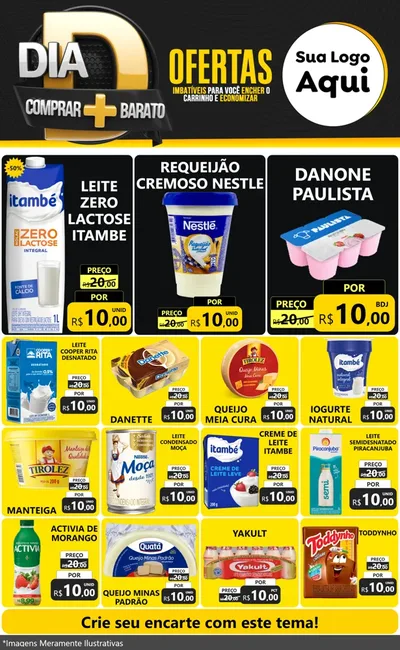 Modelo de Encarte para Encarte Grande com o tema Dia D Mais Economia para Frios e Laticínios