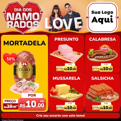 Modelo de Rede Social para Feed Facebook com o tema Dia dos Namorados para Frios e Laticínios