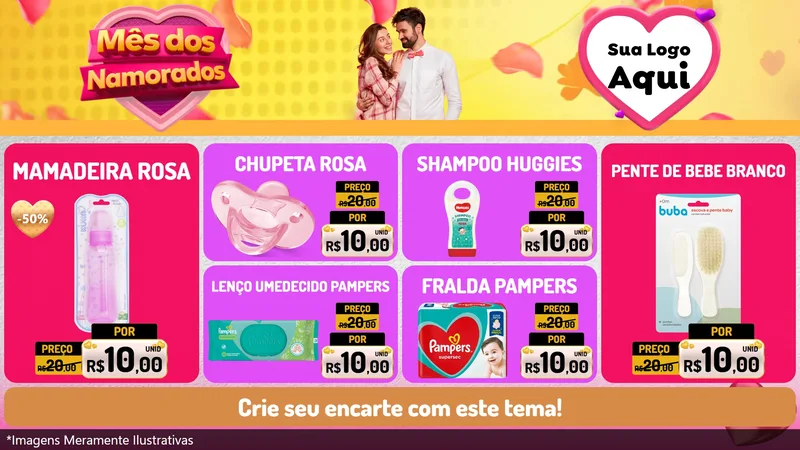 Modelo de TV para TV Horizontal com o tema Mês dos Namorados para Bebês