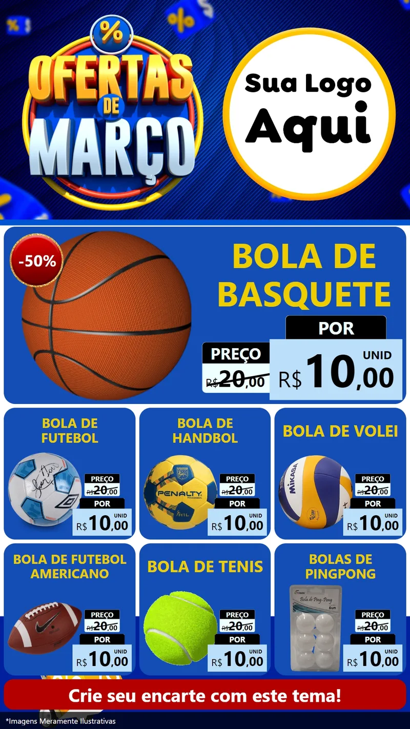 Modelo de Rede Social para Stories com o tema Ofertas de Março para Artigos Esportivos