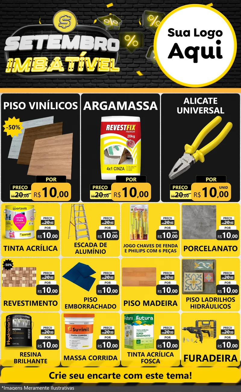 Modelo de Encarte para Encarte Grande com o tema Setembro Imbatível para Material para Construção