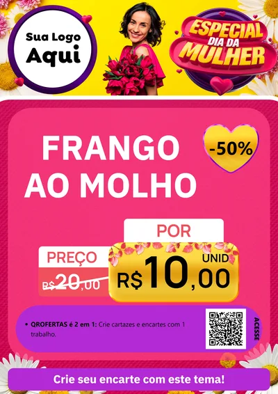 Modelo de Cartaz para Cartaz A4 Vertical com o tema Especial Dia da Mulher para Restaurante
