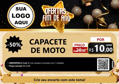 Modelo de Cartaz para Cartaz A4 Horizontal com o tema Ofertas de Fim de Ano para Moto peças