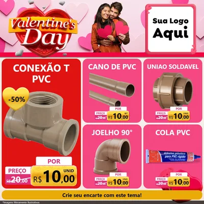 Modelo de Rede Social para Feed Facebook com o tema Valentine's Day para Tubos e conexões