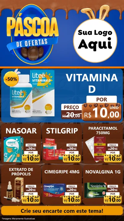 Modelo de Rede Social para Stories com o tema Páscoa de Ofertas para Farmácia
