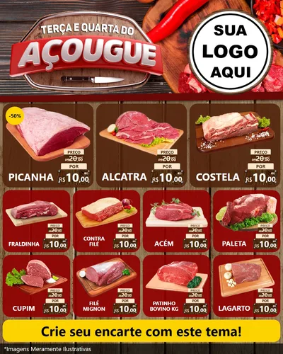 Modelo de Rede Social para Feed Instagram com o tema Terça e Quarta do Açougue para Açougue