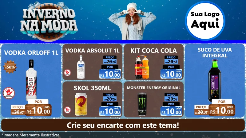 Modelo de TV para TV Horizontal com o tema Inverno na Moda para Distribuidora de bebidas