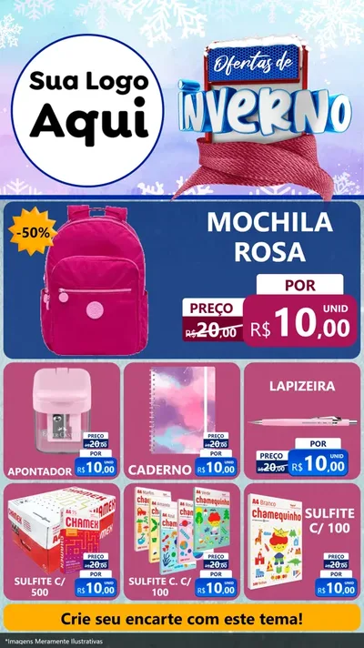 Modelo de Rede Social para Stories com o tema Ofertas de Inverno para Papelaria