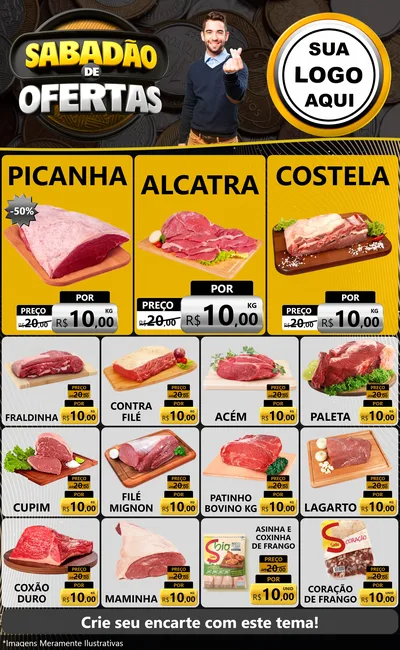 Modelo de Encarte para Encarte Grande com o tema Sabadão de Ofertas para Açougue