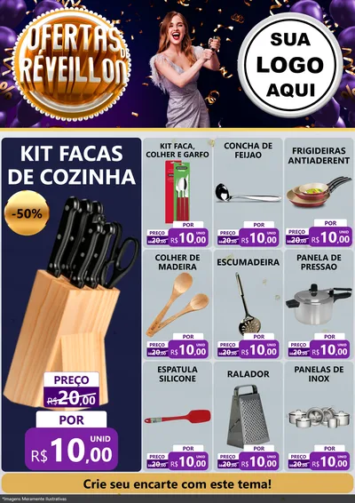 Modelo de Encarte para Encarte A4 Vertical com o tema Ofertas de Réveillon para Utilidades Domésticas