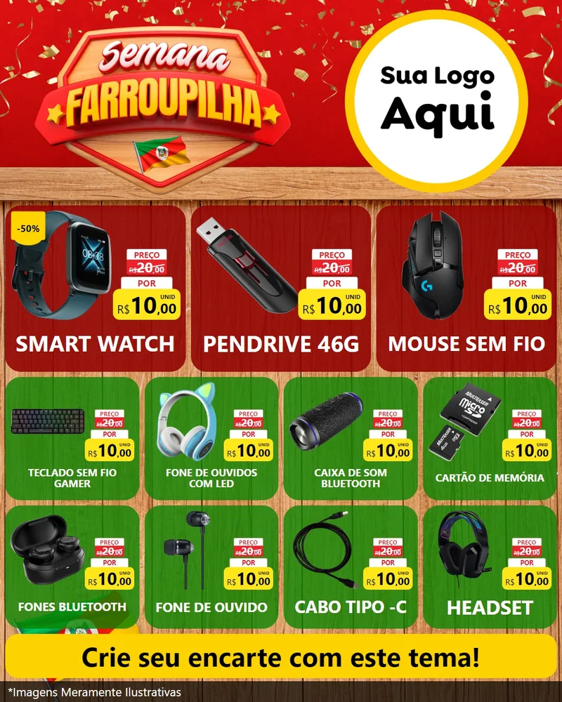 Modelo de Rede Social para Feed Instagram com o tema Semana Farroupilha para Informática