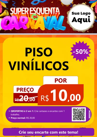 Modelo de Cartaz para Cartaz A4 Vertical com o tema Super Esquenta de Carnaval para Material para Construção