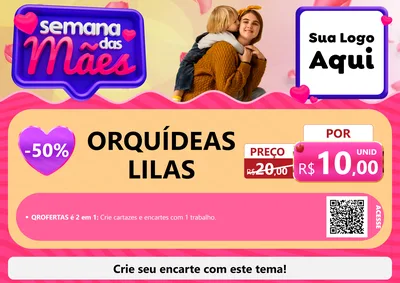 Modelo de Cartaz para Cartaz A4 Horizontal com o tema Semana das Mães para Floricultura e jardim