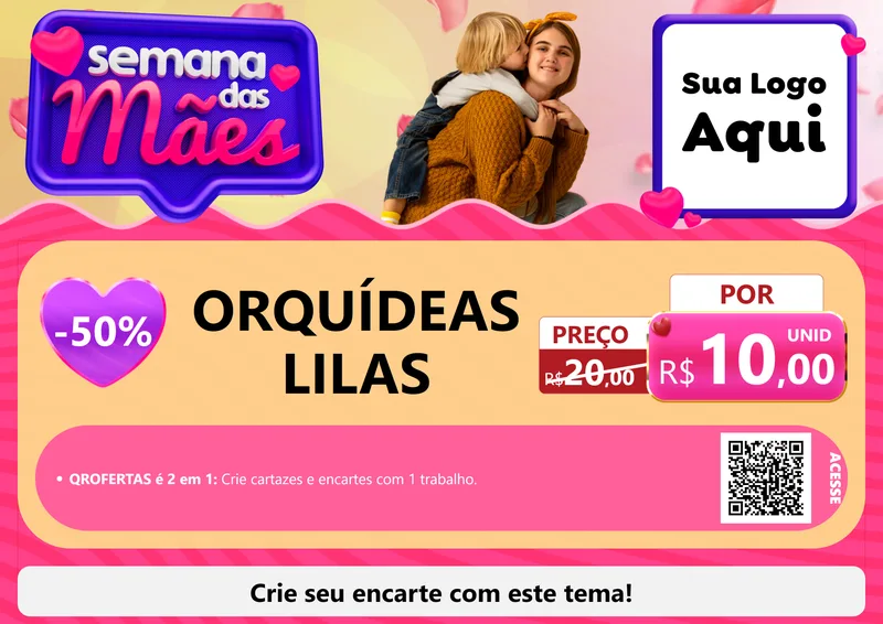 Modelo de Cartaz para Cartaz A4 Horizontal com o tema Semana das Mães para Floricultura e jardim