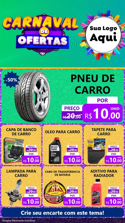Modelo de Rede Social para Stories com o tema Carnaval de Ofertas para Auto peças