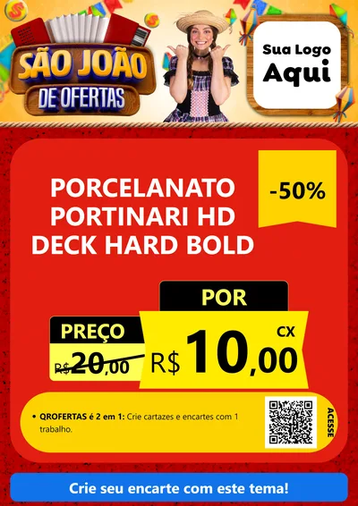 Modelo de Cartaz para Cartaz A4 Vertical com o tema São João de Ofertas para Pisos e revestimentos