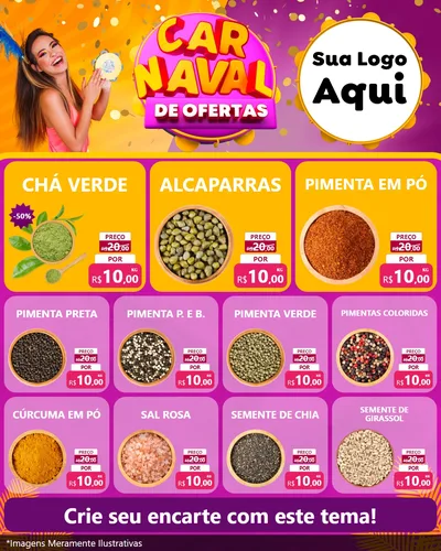 Modelo de Rede Social para Feed Instagram com o tema Carnaval de Ofertas para Produtos Naturais