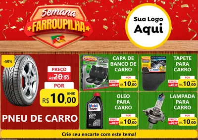 Modelo de Encarte para Encarte A4 Horizontal com o tema Semana Farroupilha para Auto peças