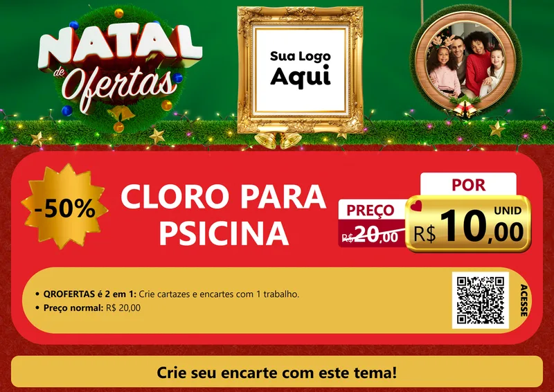 Modelo de Cartaz para Cartaz A4 Horizontal com o tema Natal de Ofertas para Produtos para Piscina