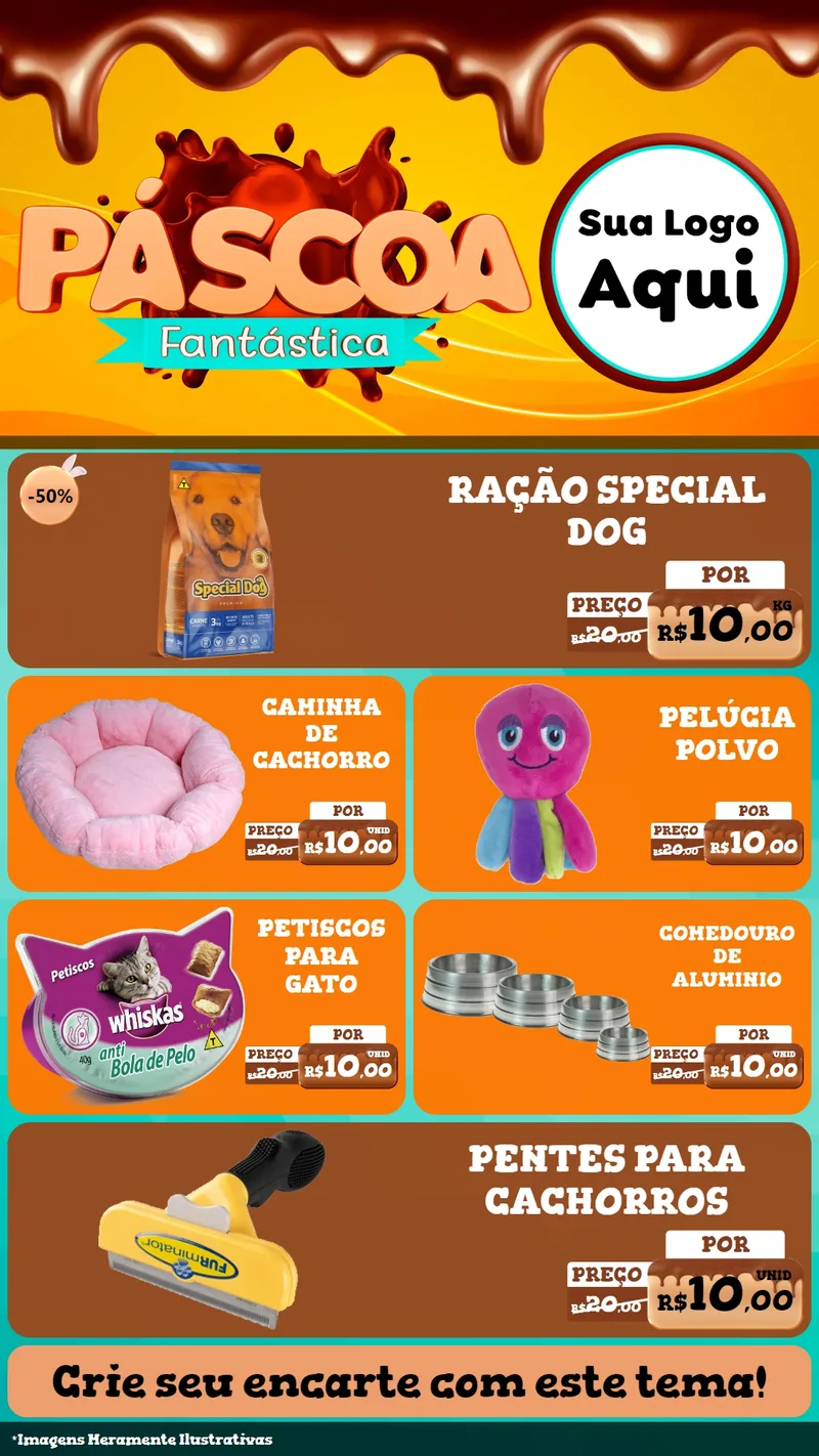 Modelo de TV para TV Vertical com o tema Páscoa Fantástica para Pet Shop