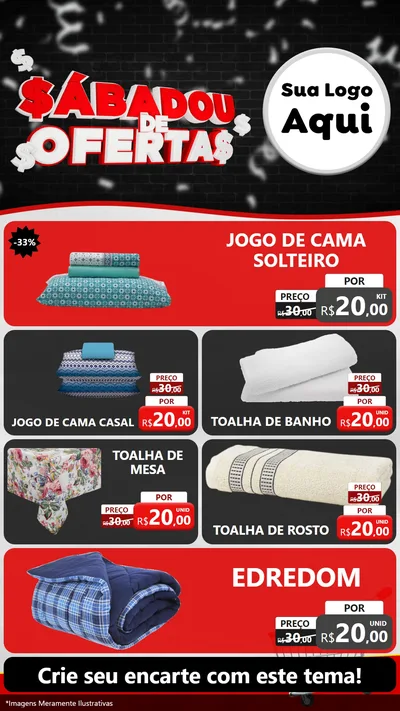 Modelo de TV para TV Vertical com o tema Sabadou de Ofertas para Cama, Mesa e Banho