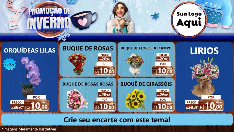 Modelo de TV para TV Horizontal com o tema Promoção de Inverno para Floricultura e jardim