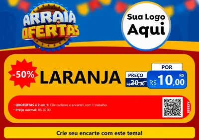 Modelo de Cartaz para Cartaz A4 Horizontal com o tema Arraiá de Ofertas - Junina para Hortifrúti