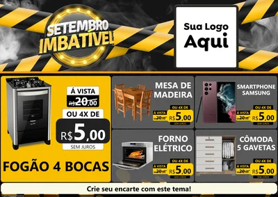 Modelo de Encarte para Encarte A4 Horizontal com o tema Setembro Imbatível para Móveis e Eletro
