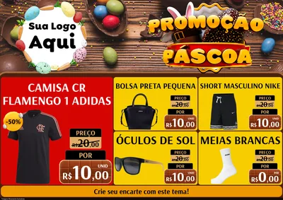 Modelo de Encarte para Encarte A4 Horizontal com o tema Promoção Páscoa para Roupas e acessórios