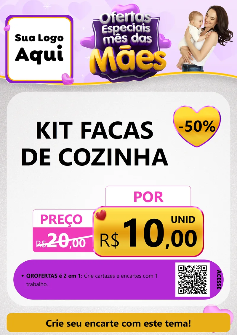 Modelo de Cartaz para Cartaz A4 Vertical com o tema Ofertas Especiais - Mês das Mães para Utilidades Domésticas