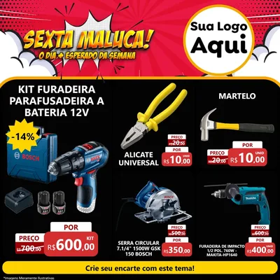 Modelo de Rede Social para Feed Facebook com o tema Sexta Maluca! para Maquinas e Ferramentas