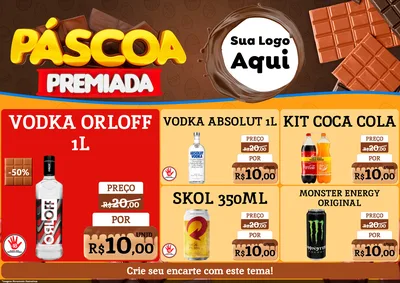 Modelo de Encarte para Encarte A4 Horizontal com o tema Páscoa Premiada para Distribuidora de bebidas