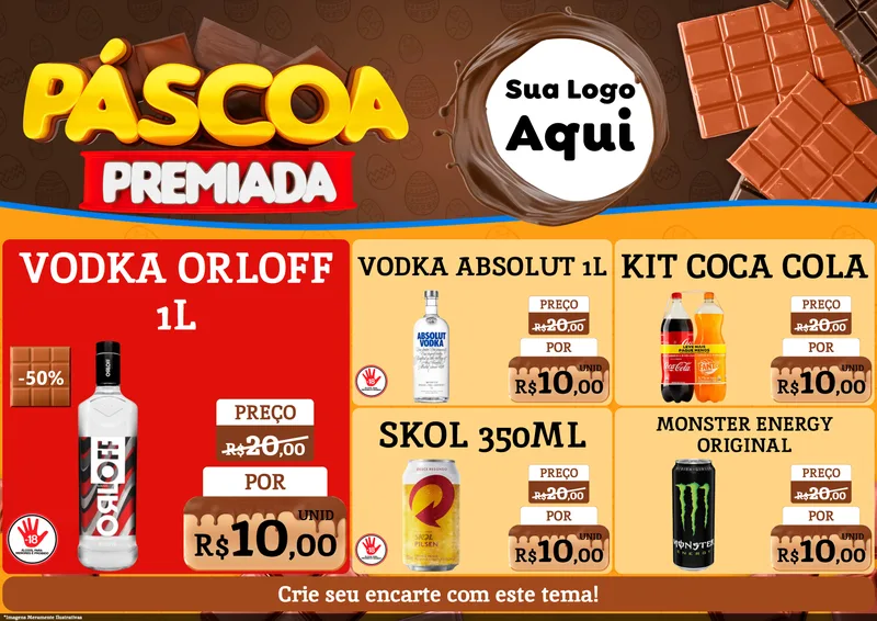 Modelo de Encarte para Encarte A4 Horizontal com o tema Páscoa Premiada para Distribuidora de bebidas