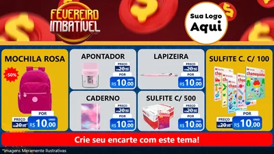 Modelo de TV para TV Horizontal com o tema Fevereiro Imbatível para Papelaria