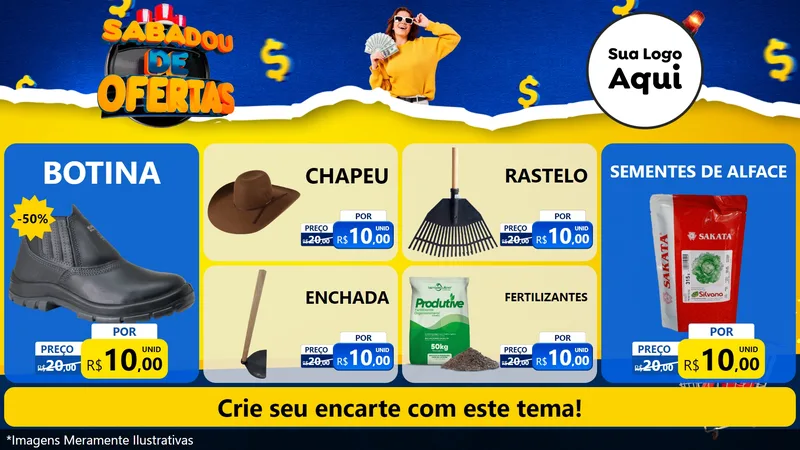 Modelo de TV para TV Horizontal com o tema Sabadou de Ofertas para Agropecuária