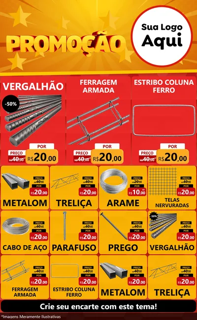 Modelo de Encarte para Encarte Grande com o tema Promoção para Ferragens